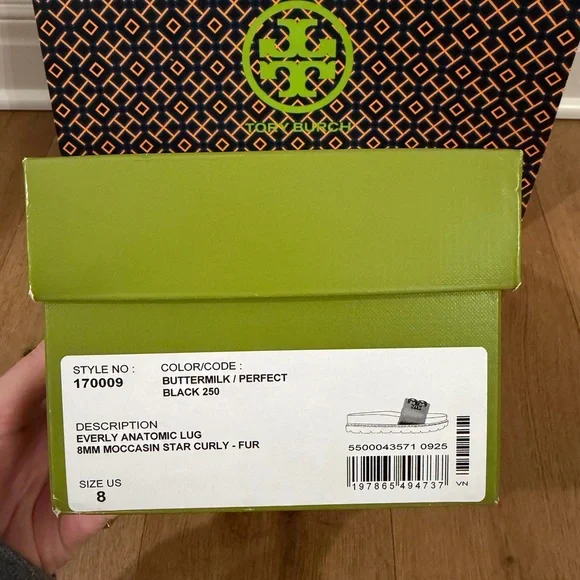 Tory Burch Everly Anatomic Lug Sandals Moccasin Star Curly Size 8 Buttermilk - Picture 7 of 7